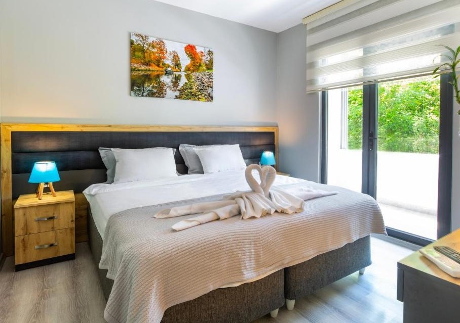 Elegant design of a hotel room with a reliable and stylish bed